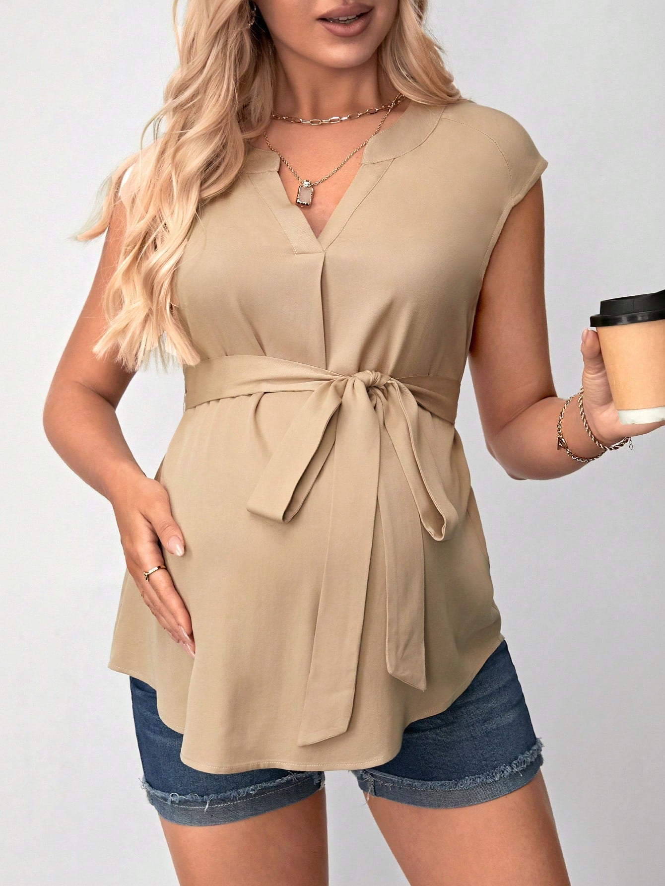 Blusa materna com cinto Antonella