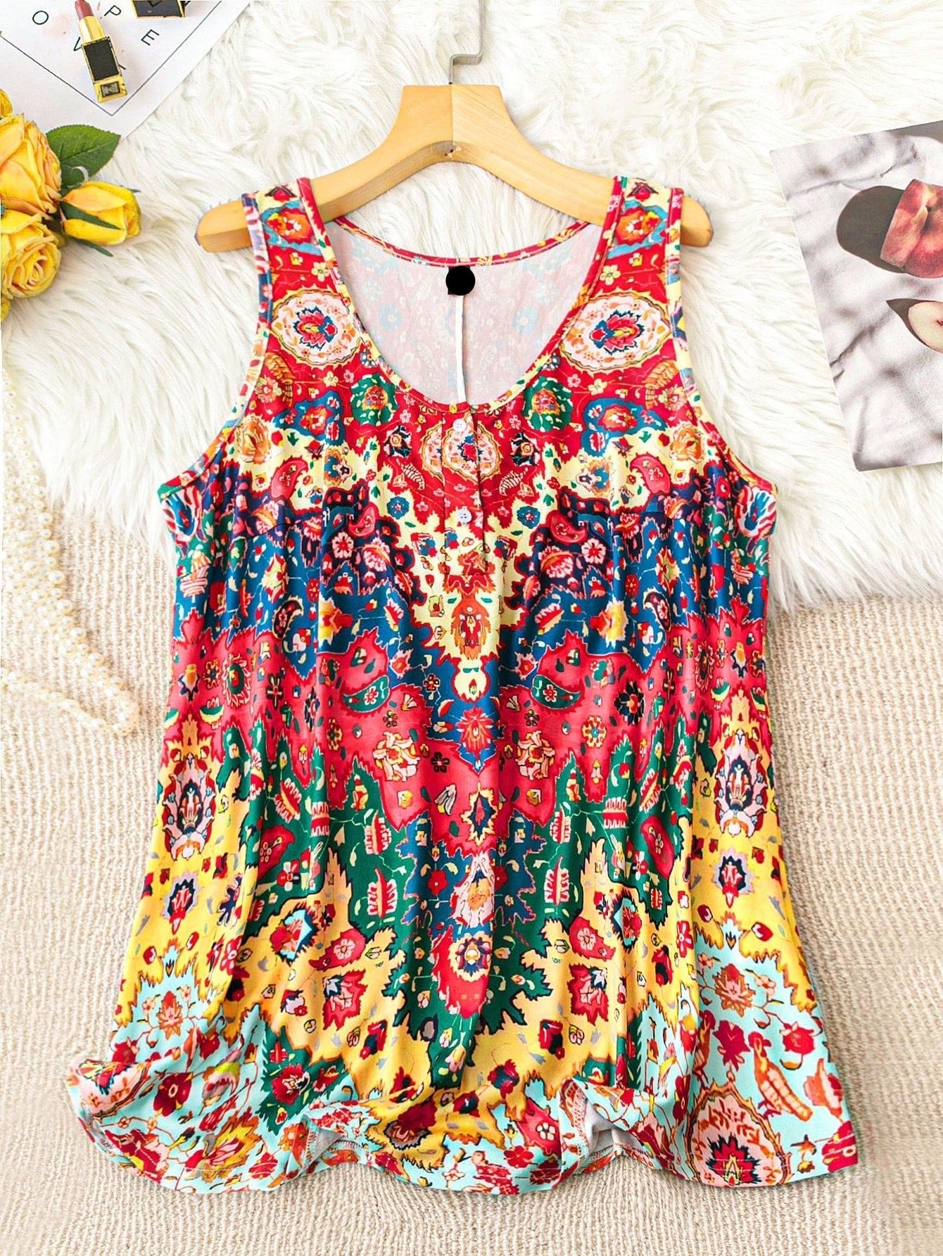 Blusa feminina com decote redondo Jaliane. Plus Size