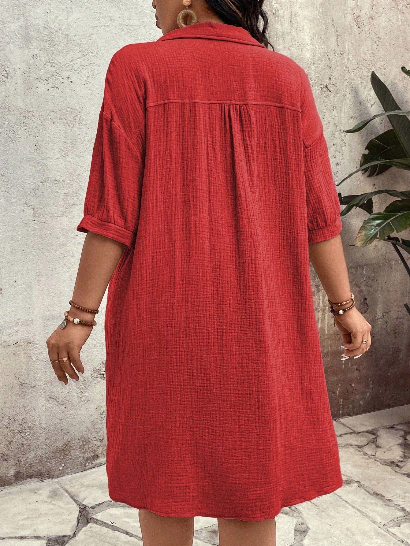 Vestido feminino tipo chamise e tecido de algodão Daniela. Plus Size