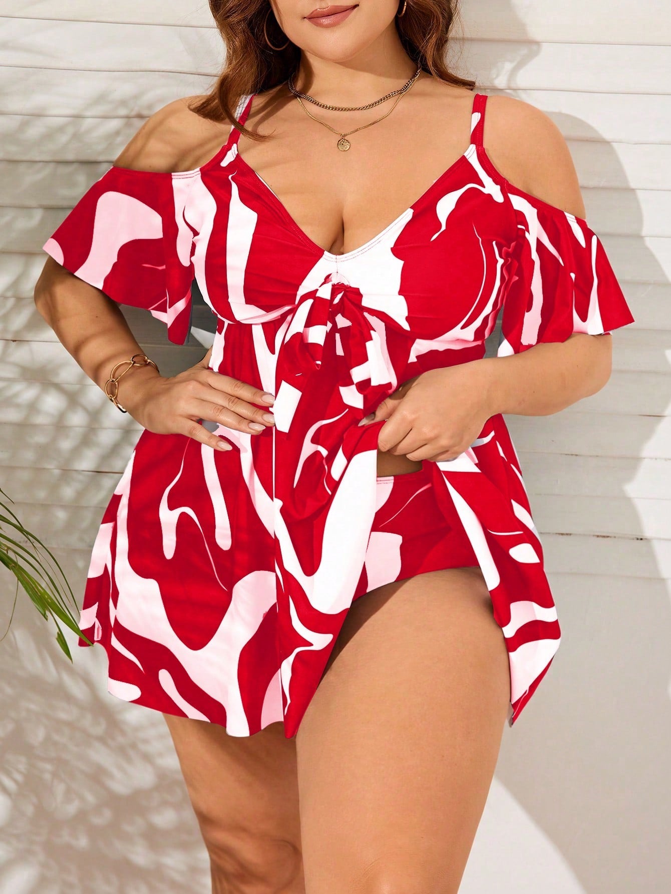 Tankini feminino estampado e manga com babado Bally. Plus Size