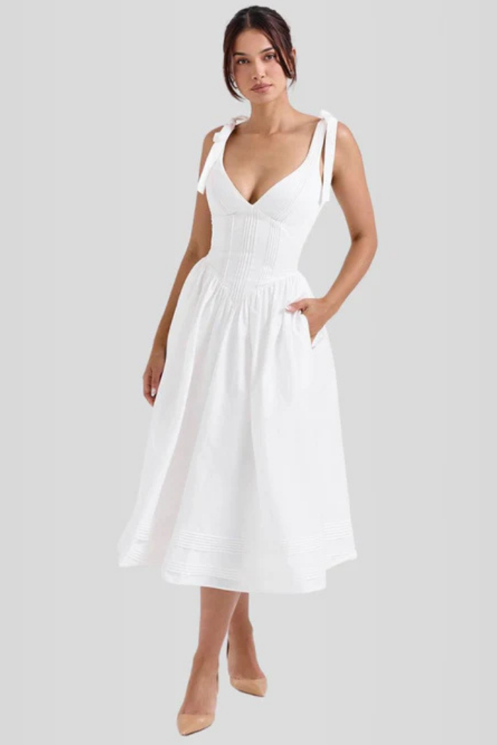 Vestido Corpete com barbatanas Modelo Becker