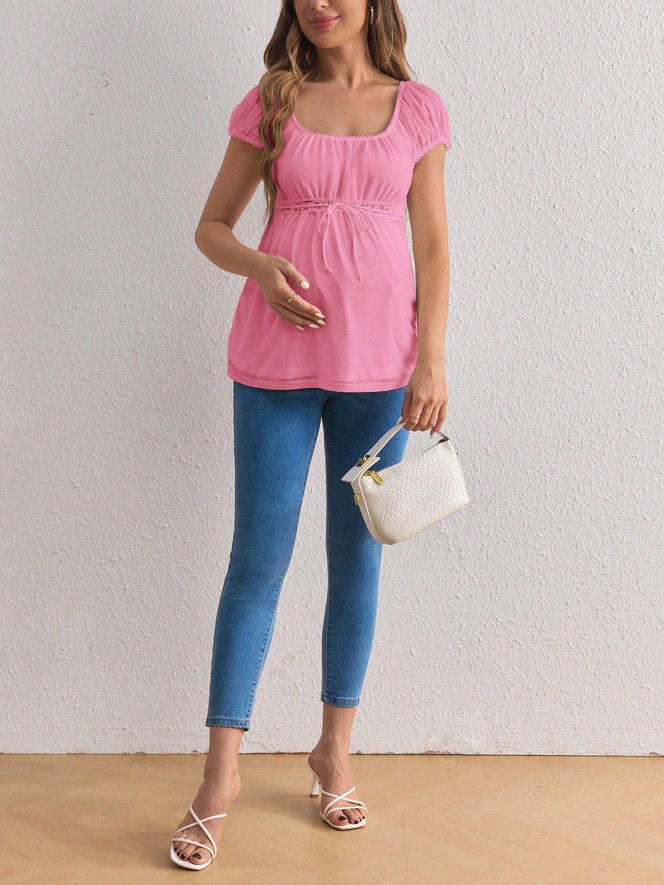 Blusa materna com detalhe de renda Lissa