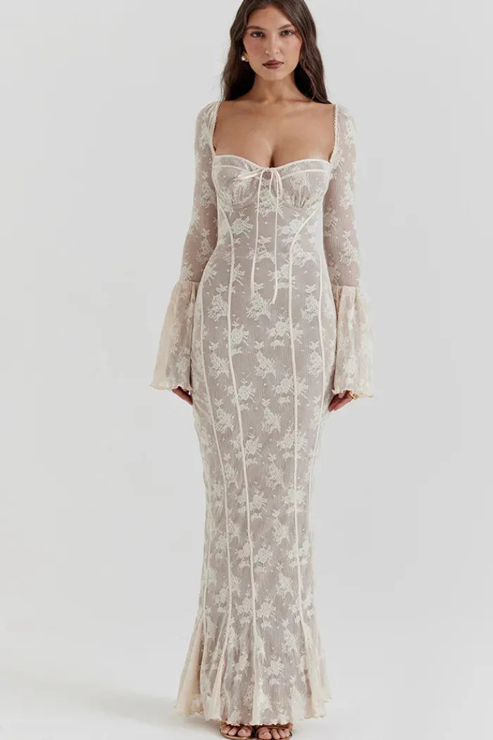 Vestido Longo Com Mangas Longas - Modelo Sueli