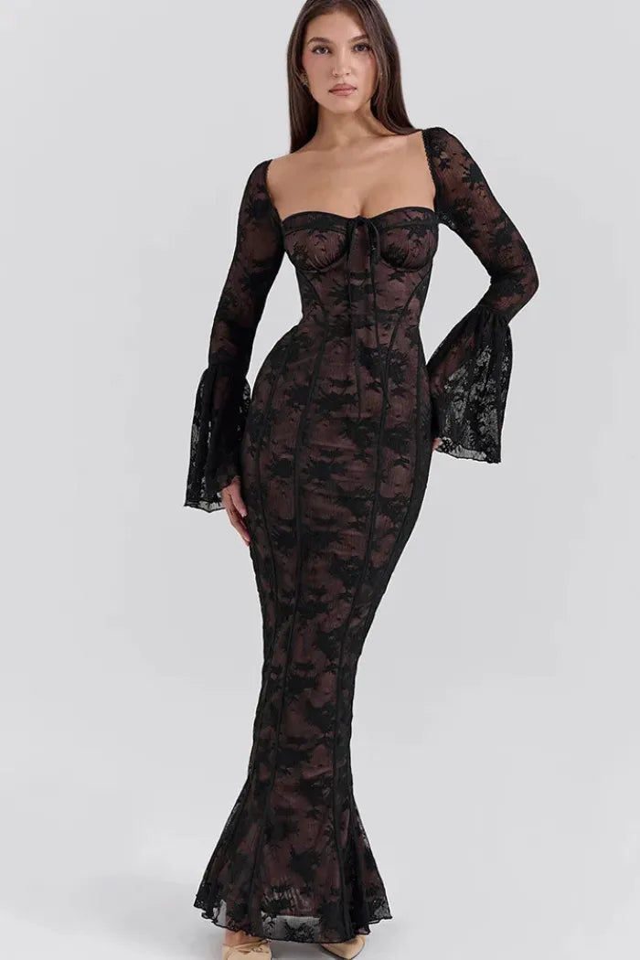 Vestido Longo Com Mangas Longas - Modelo Sueli