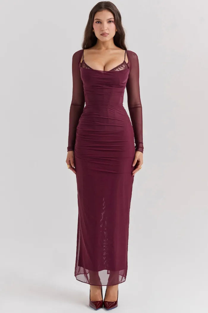 Vestido Longo Com Renda - Corpete