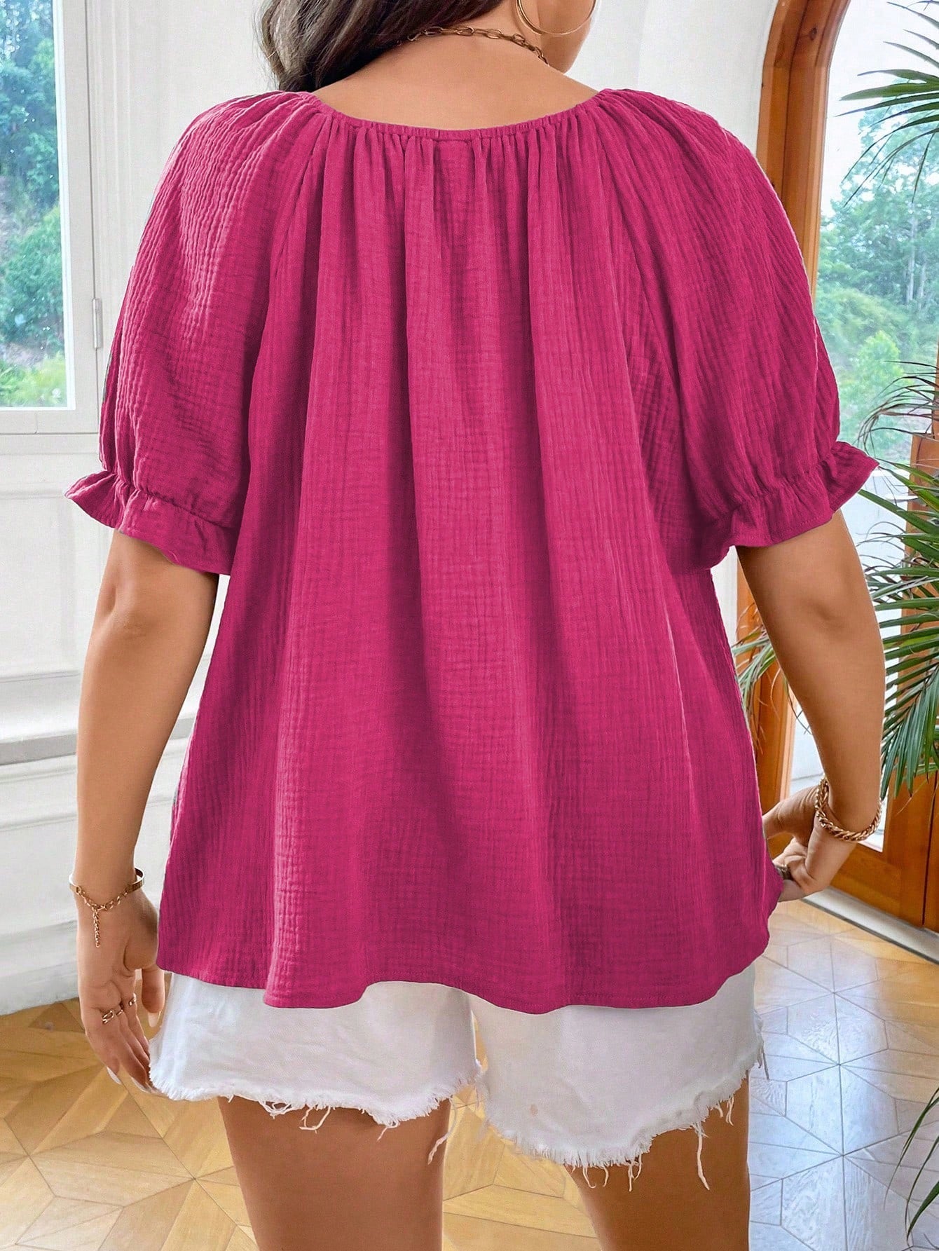 Blusa Feminina Manga Curta Talita. Plus Size