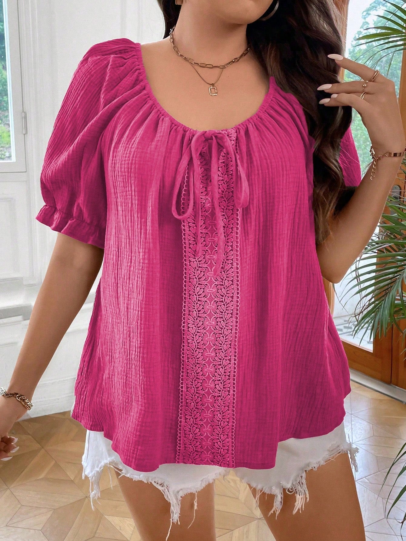 Blusa Feminina Manga Curta Talita. Plus Size