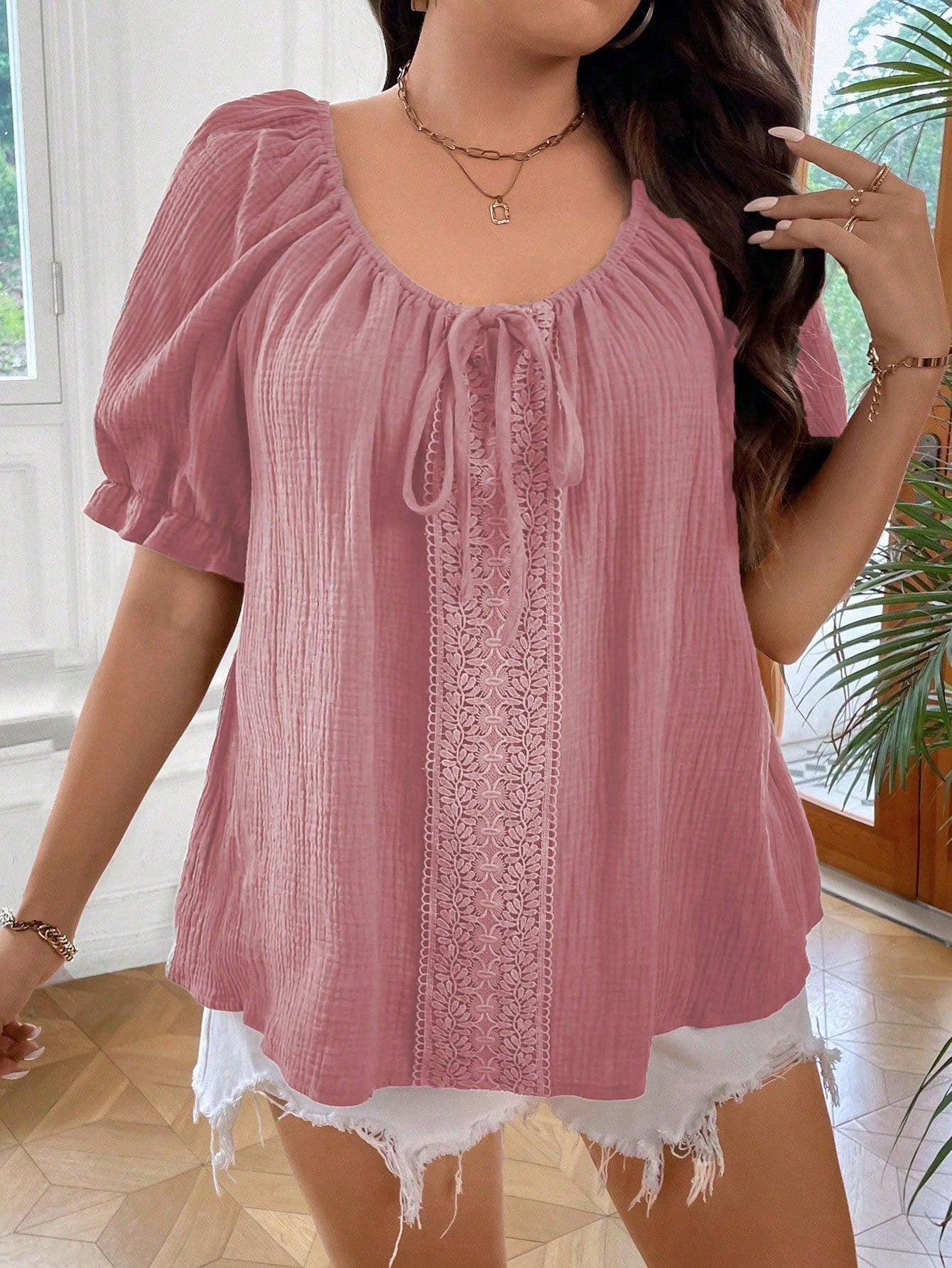 Blusa Feminina Manga Curta Talita. Plus Size