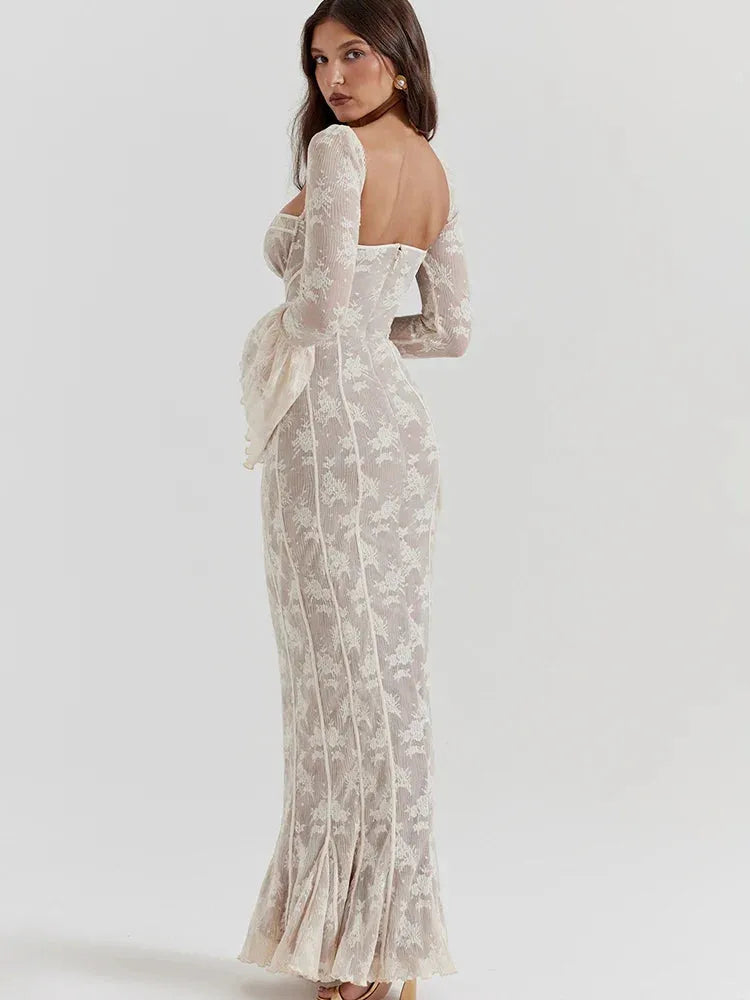 Vestido Longo Com Mangas Longas - Modelo Sueli