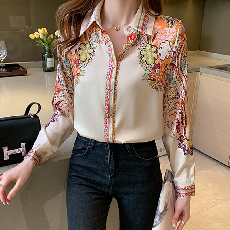 Camisa Feminina Social Elegante Floral