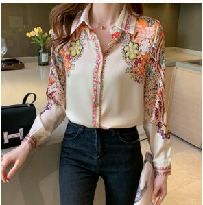 Camisa Feminina Social Elegante Floral