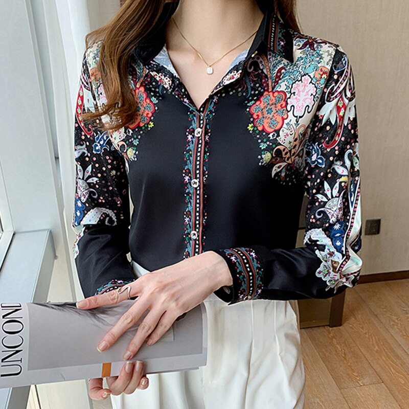 Camisa Feminina Social Elegante Floral