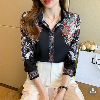 Camisa Feminina Social Elegante Floral