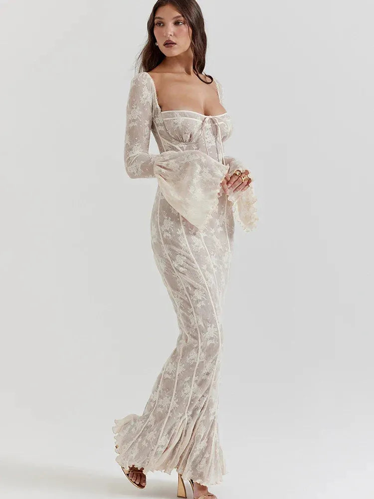 Vestido Longo Com Mangas Longas - Modelo Sueli