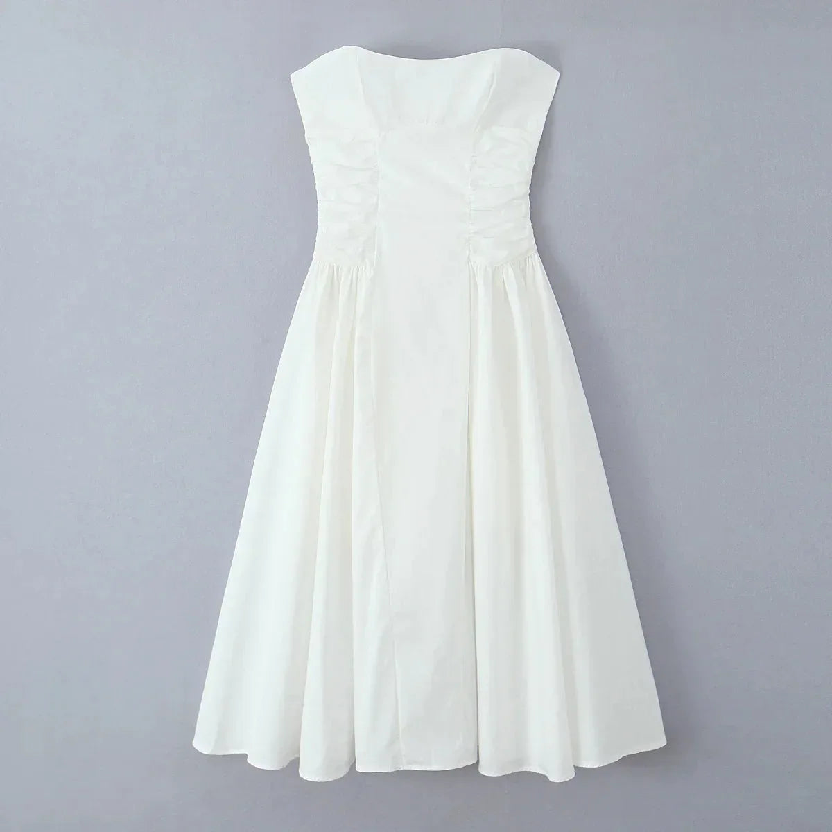 Vestido Midi Detalhes plissados - Modelo Amelia