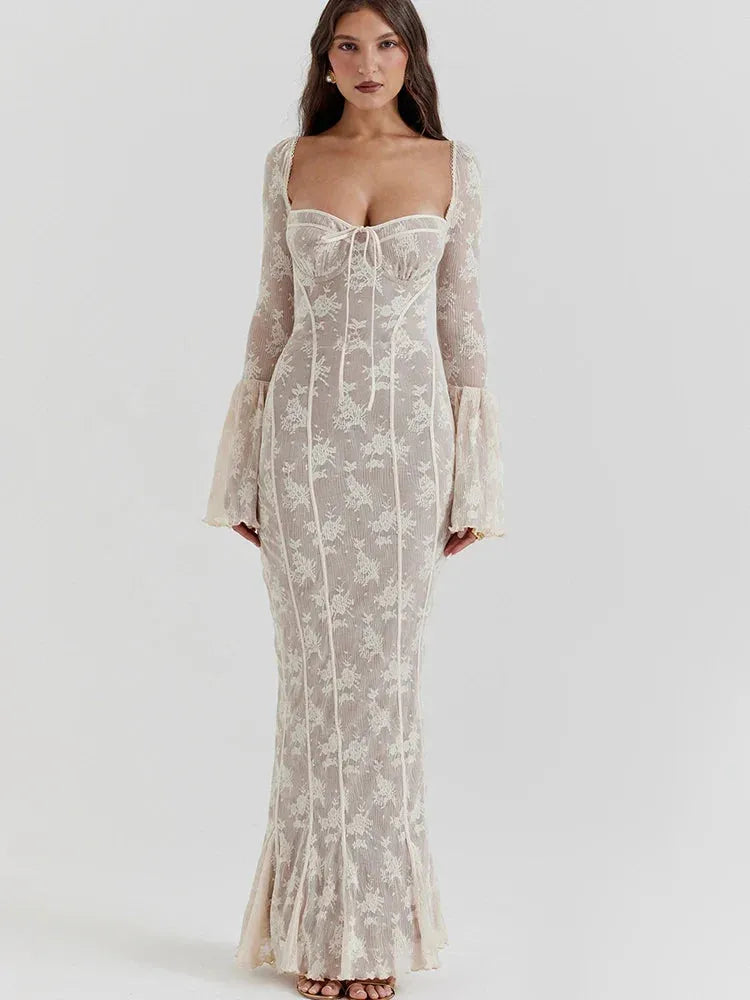 Vestido Longo Com Mangas Longas - Modelo Sueli