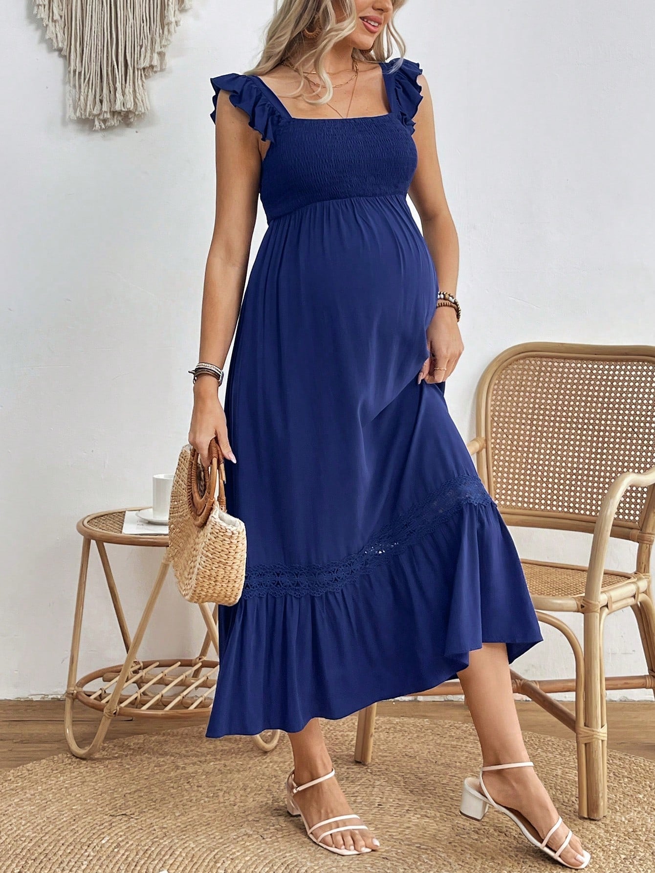 Vestido Feminino Maternal com manga voadora Mimi