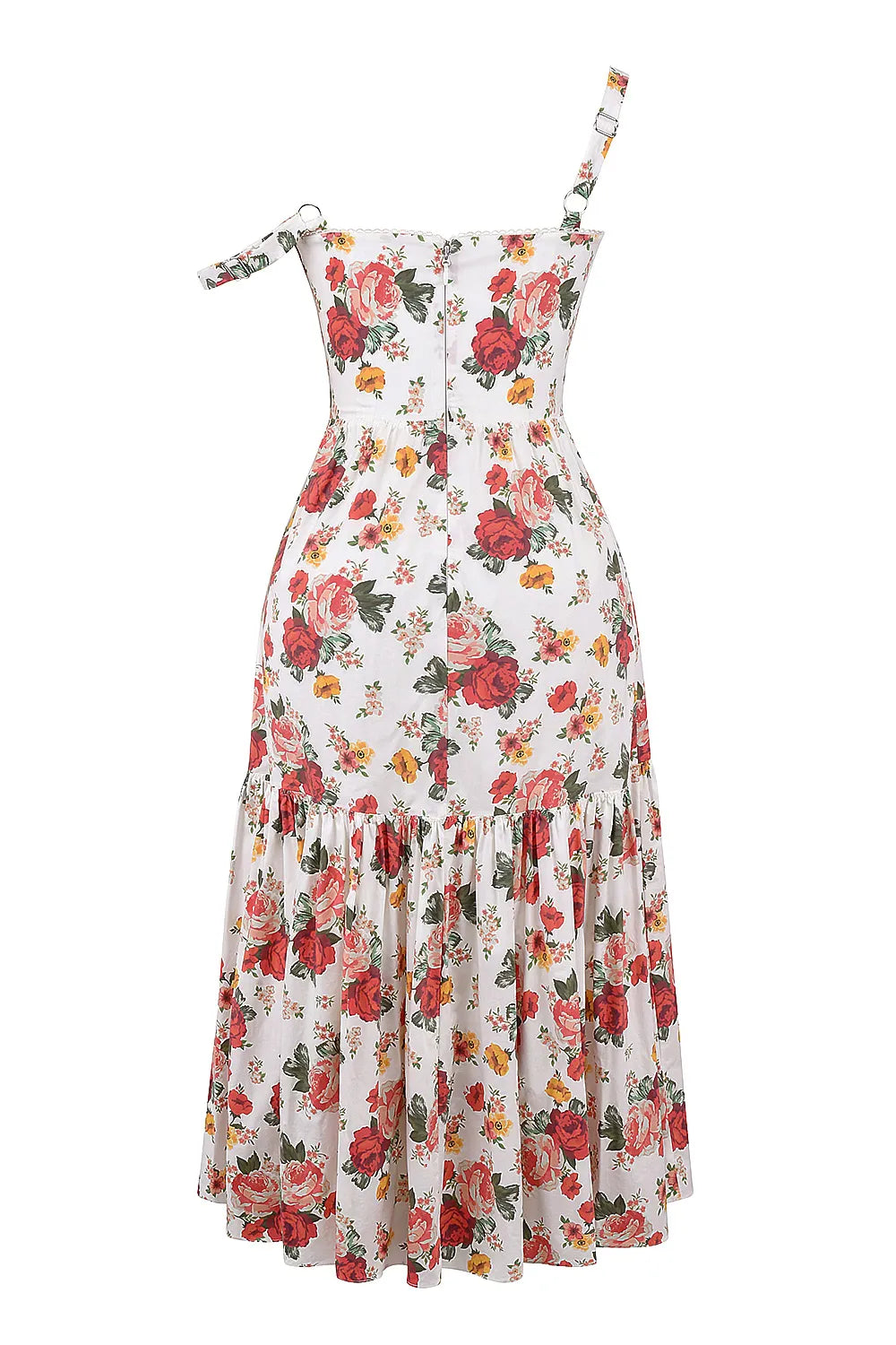 Vestido Midi Floral Modelador de Algodão Modelo Elia