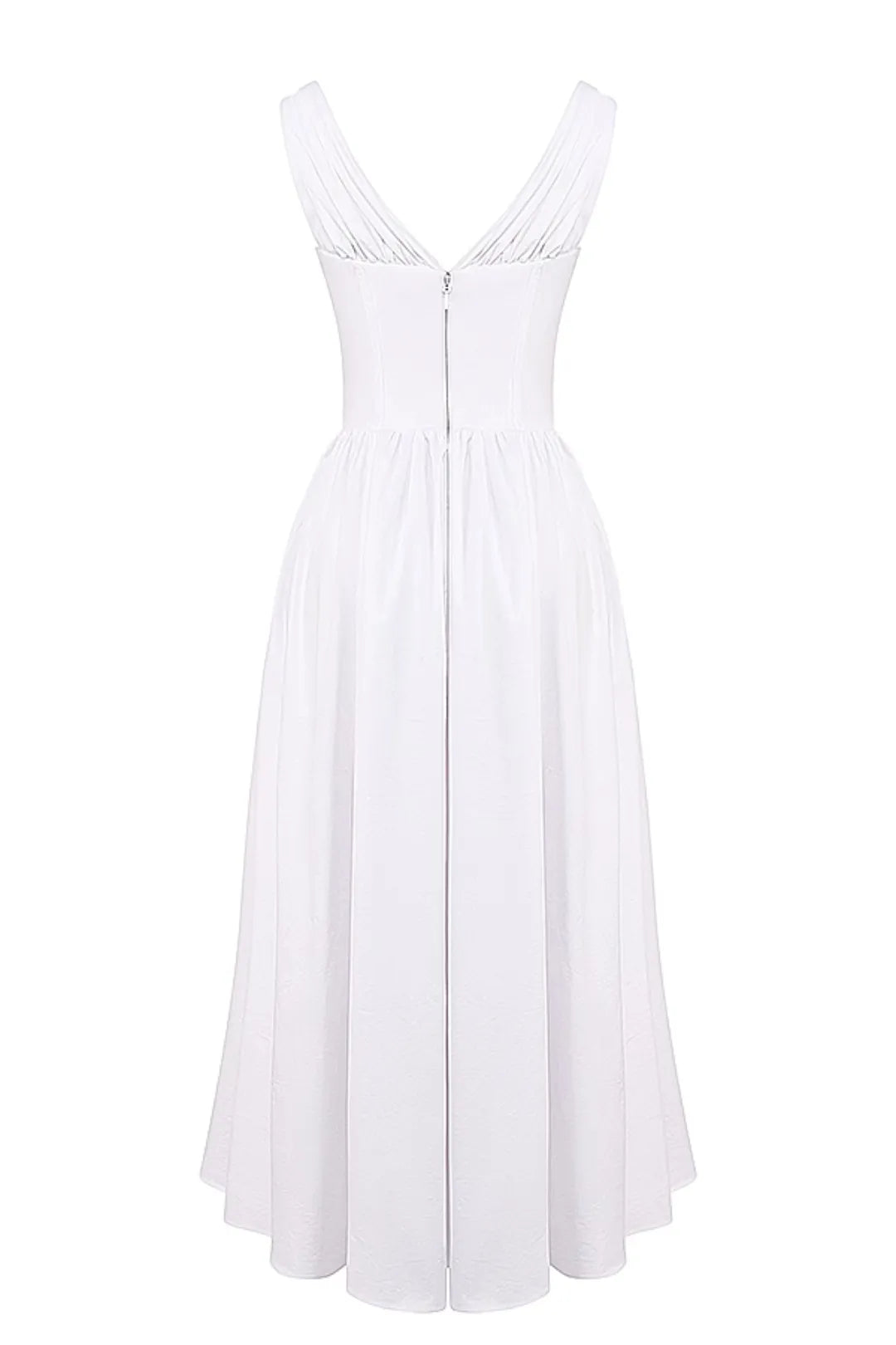 Vestido Midi Liso Modelador Algodão Branco Nobre Modelo Emmelina