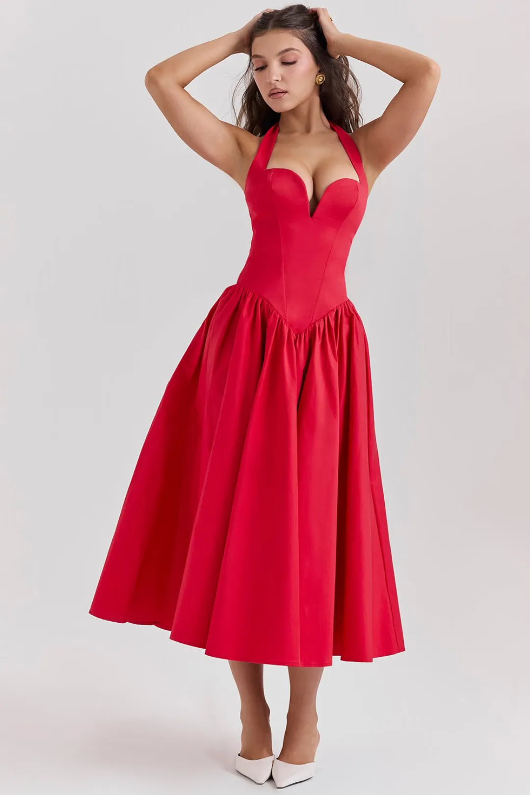 Vestido Midi Vermelho Passione - Modelo Elloa