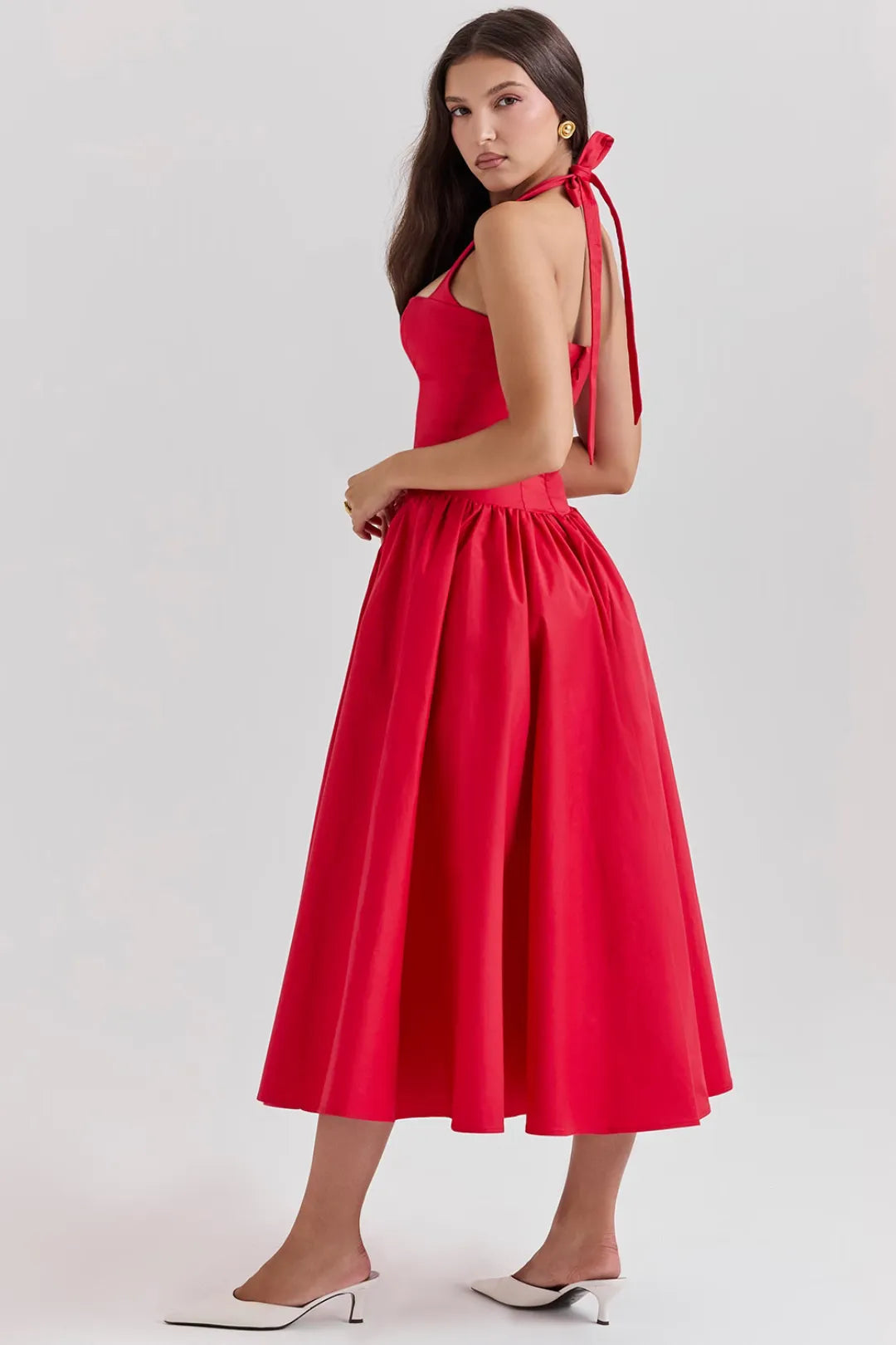 Vestido Midi Vermelho Passione - Modelo Elloa