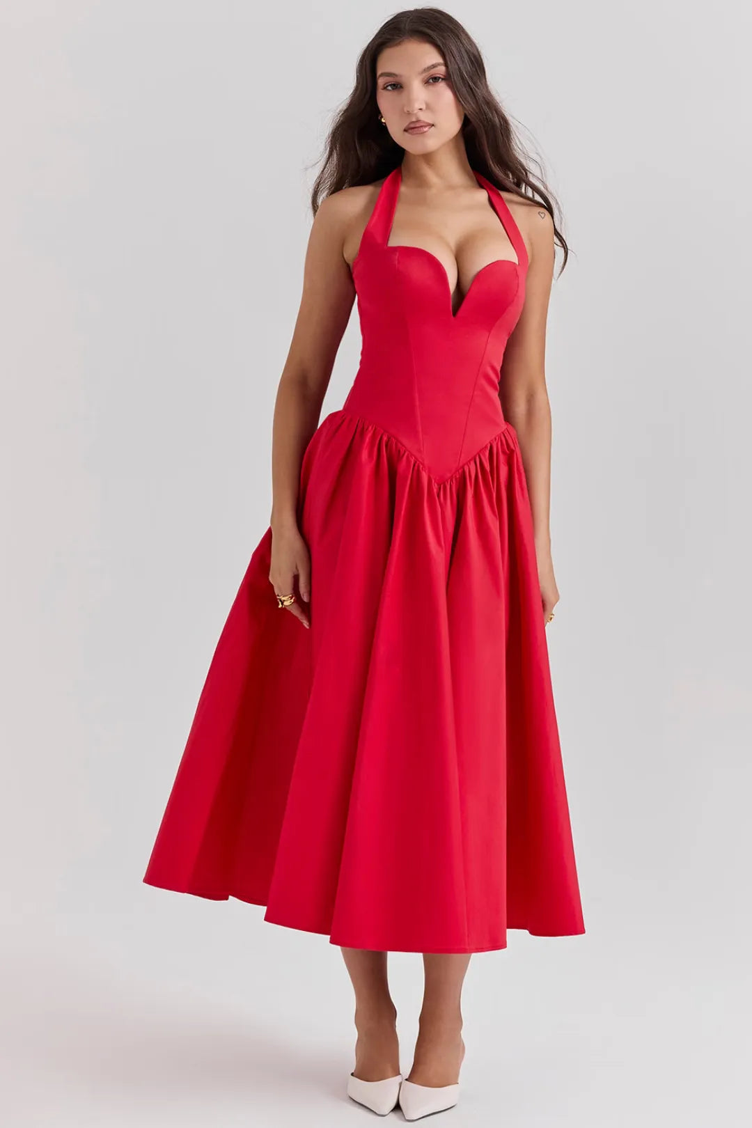 Vestido Midi Vermelho Passione - Modelo Elloa