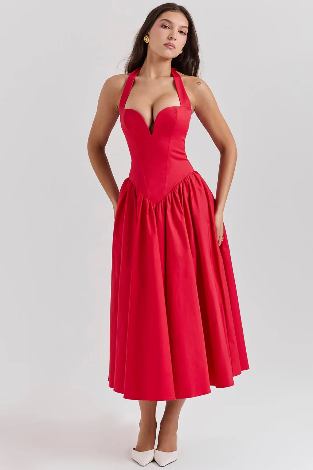 Vestido Midi Vermelho Passione - Modelo Elloa