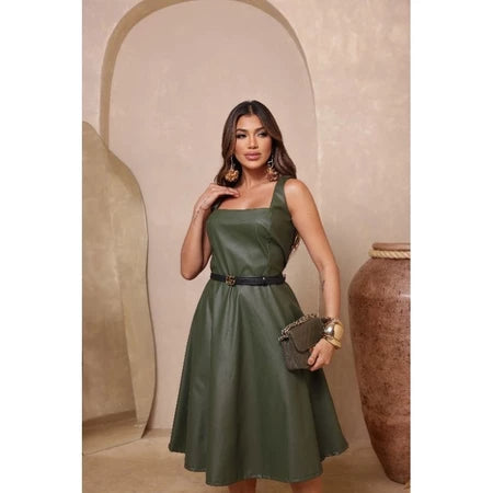 Vestido couro alfaiataria