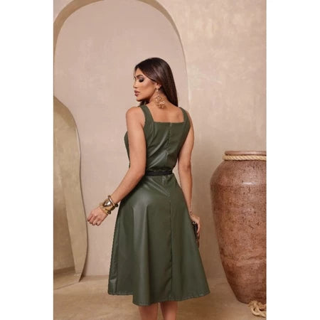 Vestido couro alfaiataria