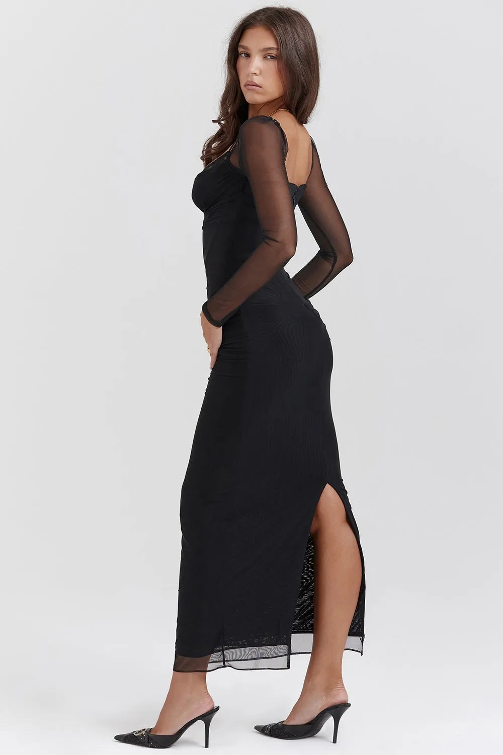Vestido Longo Com Renda - Corpete