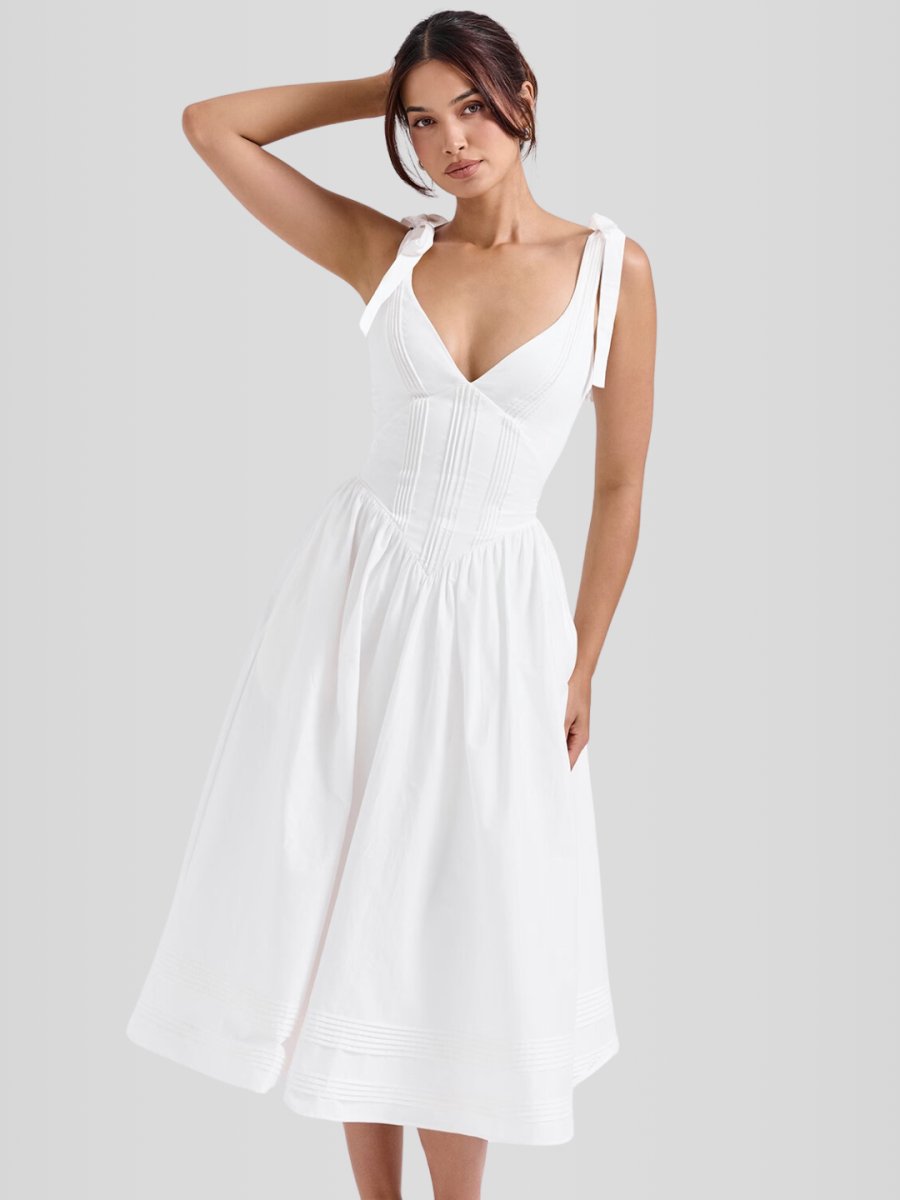 Vestido Corpete com barbatanas Modelo Becker