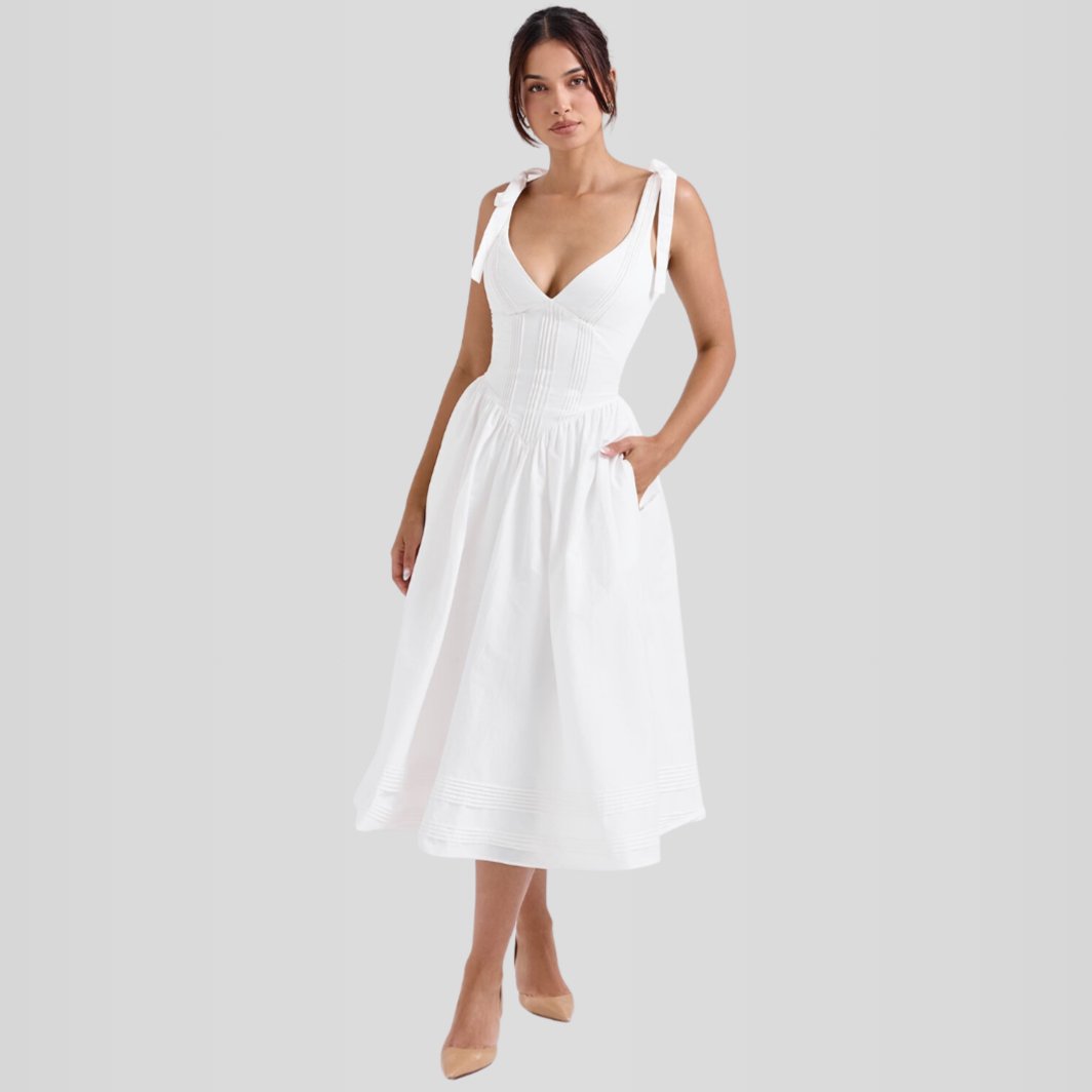 Vestido Corpete com barbatanas Modelo Becker