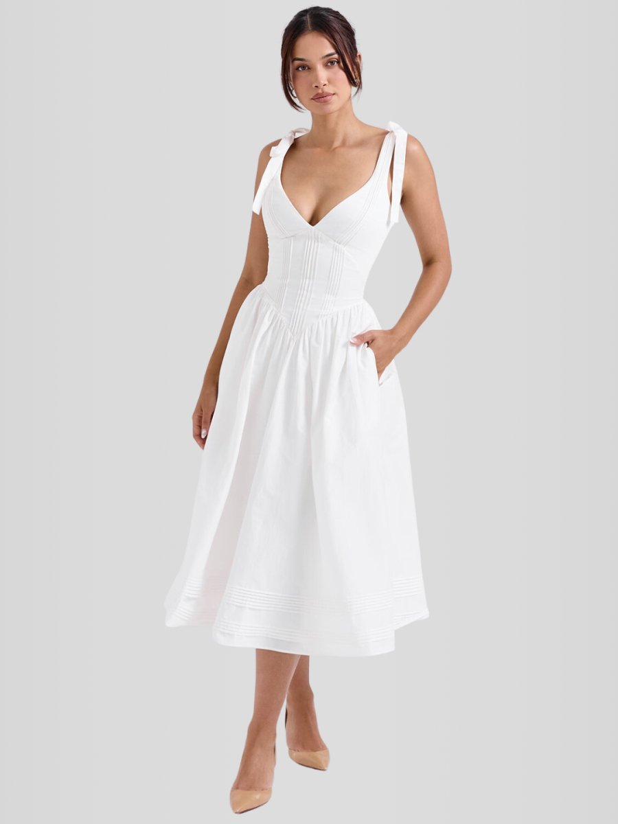 Vestido Corpete com barbatanas Modelo Becker