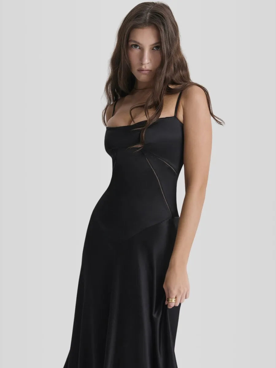 Vestido Longo Com Cetim Sedoso - Modelo Tyana