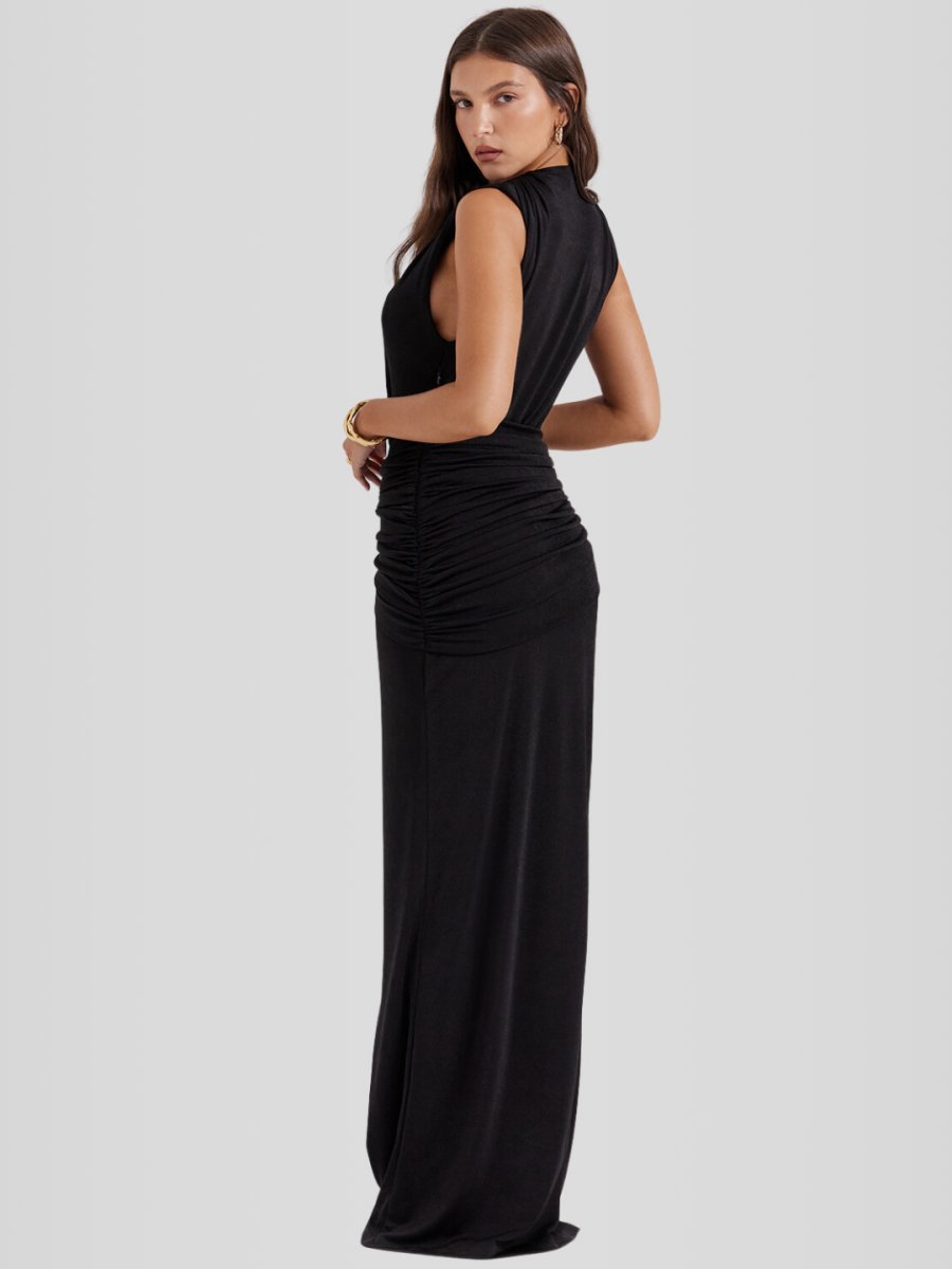 Vestido Yara Preto - Decote Profundo