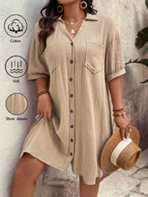 Vestido feminino tipo chamise e tecido de algodão Daniela. Plus Size