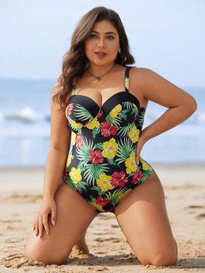 Maiô feminino com estampa florar e sutiã com armação Gracia. Plus Size