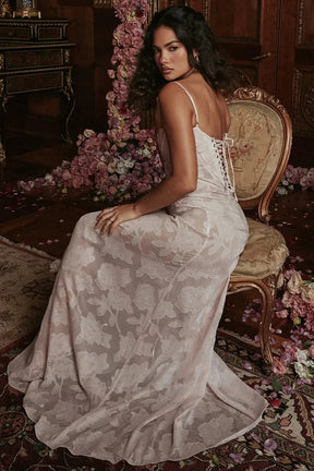Vestido Longo Semitransparente Floral Branco - Mavie