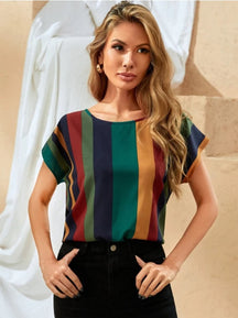 Blusa Feminina Listrada Colorida Sabrina