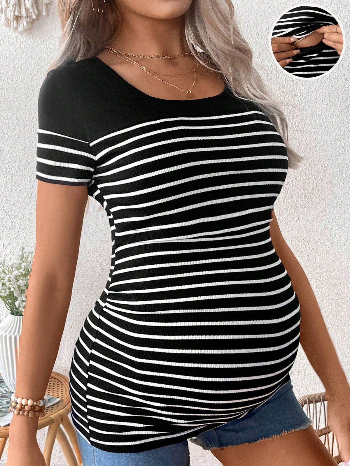 Blusa materna listrada Beatriz