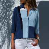 Camisa Feminina Chiffon Azul Manga Longa Carol Vaz