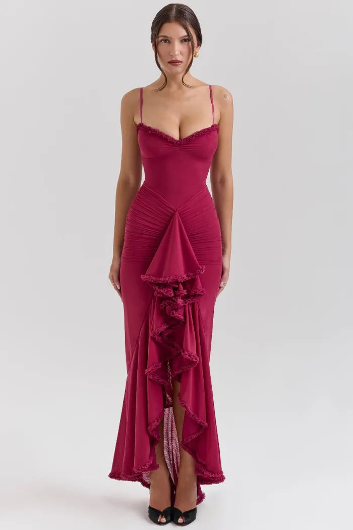 Vestido Longo  Com Babado - Modelo Veronica