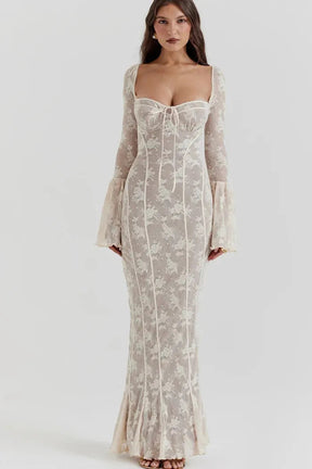 Vestido Longo Com Mangas Longas - Modelo Sueli