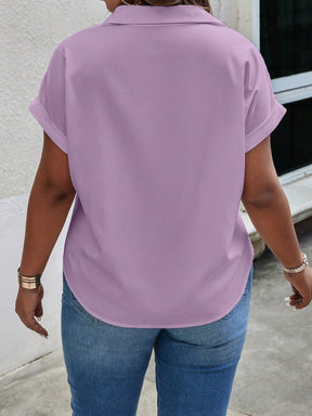 Blusa Feminina Plus Size Manga curta com detalhes Pérola