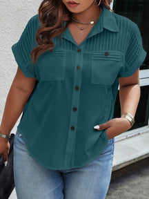 Blusa Feminina Plus Size Manga curta com detalhes Pérola