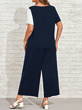 Conjunto Feminino de Blusa manga morcego e calça Edith. Plus Size