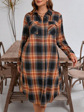 Vestido Feminino Xadrez com bolsos Jessia. Plus Size