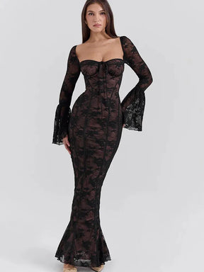 Vestido Longo Com Mangas Longas - Modelo Sueli