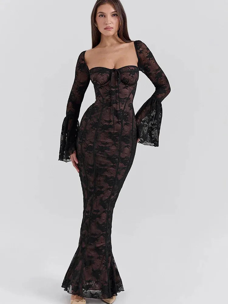 Vestido Longo Com Mangas Longas - Modelo Sueli