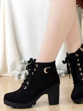 Bota Feminina Salto Alto Tiras Cruzadas Femme